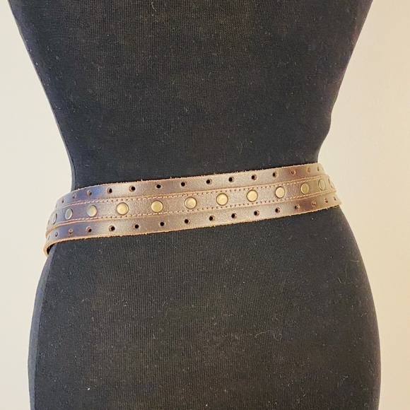 ITSŪS belt leather size 32 with rivets bronze buckle - Picture 3 of 11